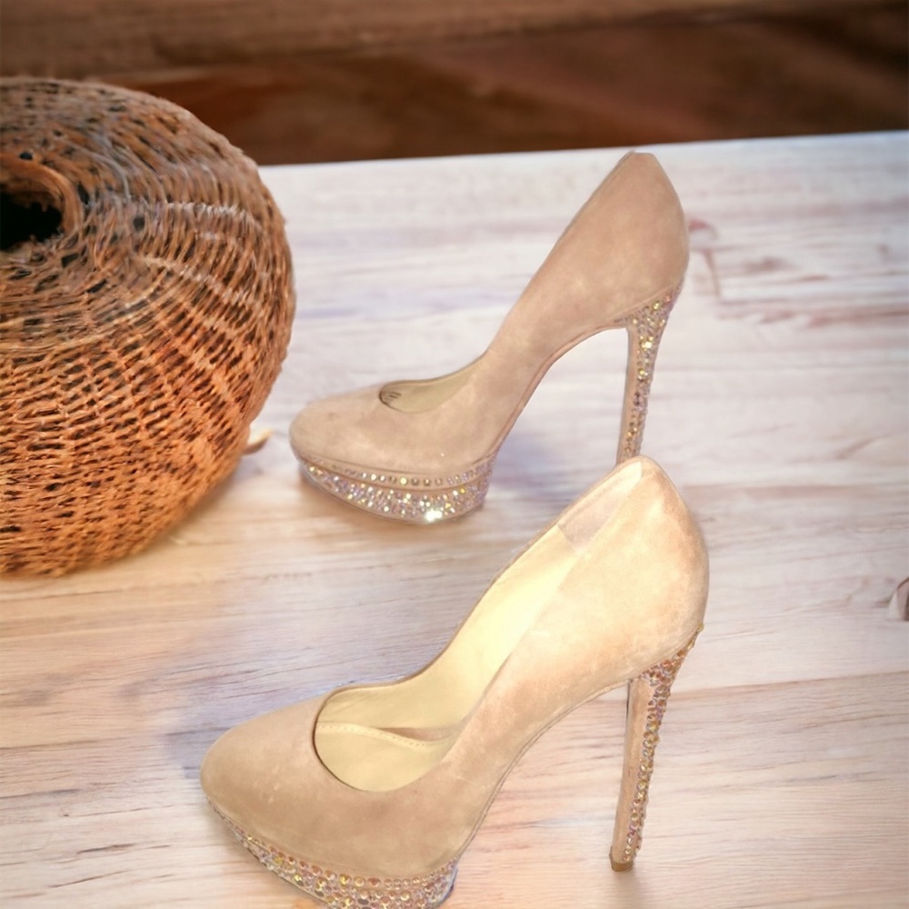 Brian Atwood Suede Swarovski Stone Platform